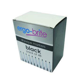 Ergo-Brite Drywipe Marker Rubber Grip Black (Pack of 48) JN10110