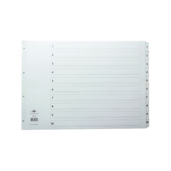 Concord Index 1-10 A3 White Board with Clear Mylar Tabs 04601/CS46