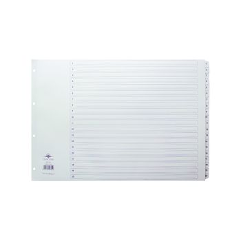 Concord Index 1-20 A3 White Board with Clear Mylar Tabs 04801/CS48