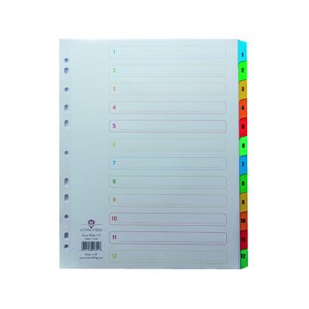 Concord Index 1-12 A4 Extra Wide Multicoloured Mylar Tabs 09801/CS98