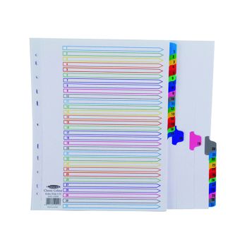 Concord Index 1-31 A4 Extra Wide Multicoloured Mylar Tabs 10001/CS100