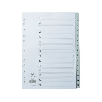 Concord Index 1-15 A4 Polypropylene Grey 62605