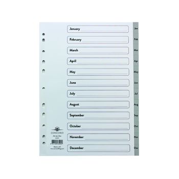 Concord Index January-December 12-Part A4 Polypropylene Grey 63005