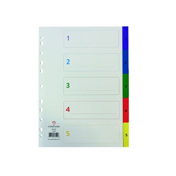 Concord Index 1-5 A4 Polypropylene Multicoloured 66299