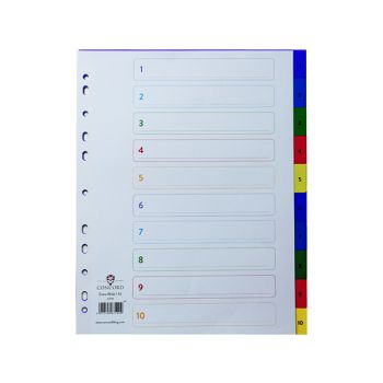 Concord Index 1-10 A4 Extra Wide Polypropylene Multicoloured 67199