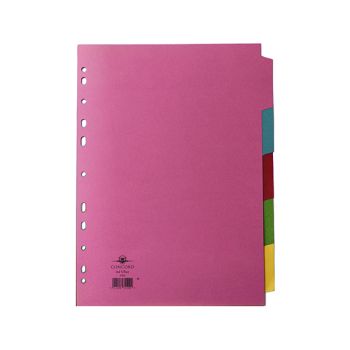 Concord Divider 5-Part A4 160gsm Multicoloured (Pack of 5) 71190