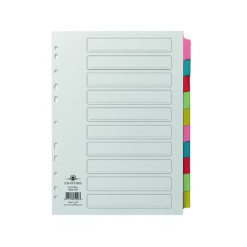 Concord Divider 10-Part A4 Multicoloured Tabs with Contents 72098/PJ20