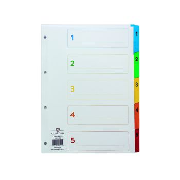 Concord Index 1-5 A4 White with Multicoloured Mylar Tabs 00201/CS2