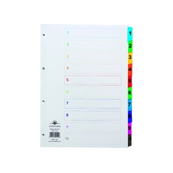 Concord Index 1-10 A4 White with Multicoloured Mylar Tabs 00401/CS4
