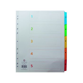 Concord Index 1-5 A4 Extra Wide Multicoloured Mylar Tabs 09601/CS96