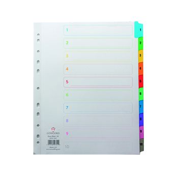 Concord Index 1-10 A4 Extra Wide Multicoloured Mylar Tabs 09701/CS97