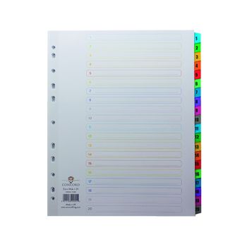Concord Index 1-20 A4 Extra Wide Multicoloured Mylar Tabs 09901/CS99