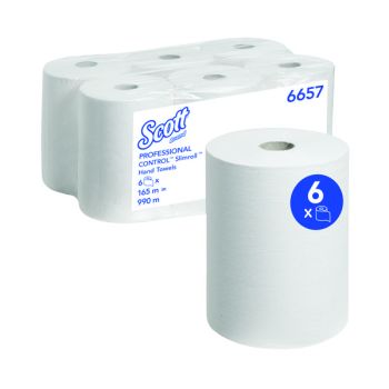 Scott 1-Ply Slimroll Hand Towel Roll White (Pack of 6) 6657