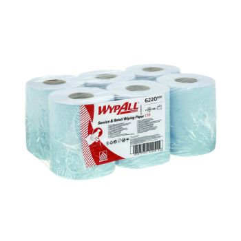 WypAll L10 Service and Retail Centrefeed Paper Rolls 1 Ply Blue (Pack of 6) 6220