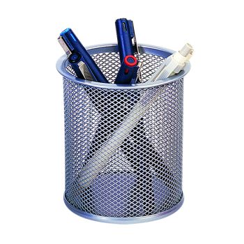 Q-Connect Mesh Pen Pot Silver KF00846