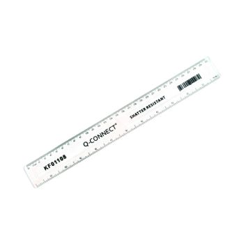 Q-Connect Shatter Resistant Ruler 30cm Clear (Pack of 10) KF01108Q