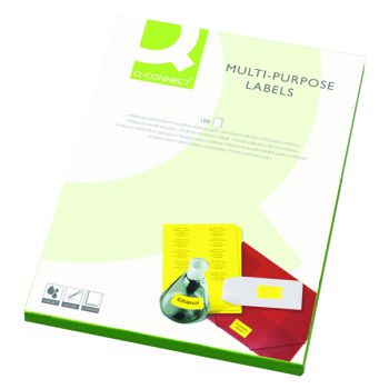 Q-Connect Multipurpose Labels 99.1x38.1mm 14 Per Sheet Fluorescent Yellow (Pack of 1400) KF01134