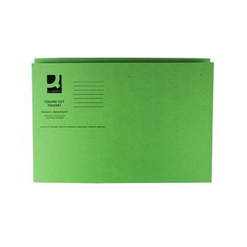 Q-Connect Square Cut Folder Mediumweight 250gsm Foolscap Green (Pack of 100) KF01189