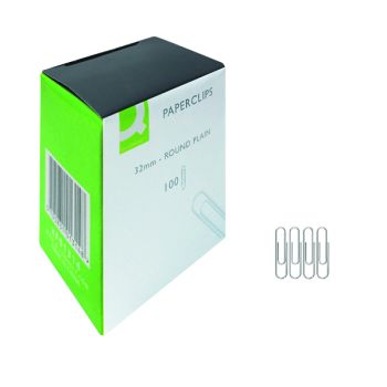 Q-Connect Paperclips Plain 32mm 100 Per Box (Pack of 10) KF01314Q