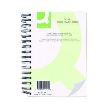 Q-Connect Feint Ruled Wirebound Duplicate Book 210x127mm KF01341