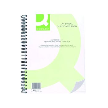 Q-Connect Feint Ruled Wirebound Duplicate Book A4 KF01342