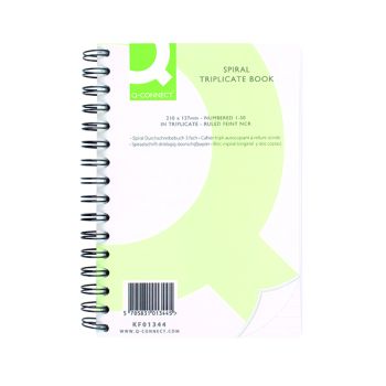 Q-Connect Feint Ruled Wirebound Triplicate Book 210x127mm KF01344