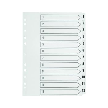 Q-Connect 1-12 Index Multi-punched Polypropylene White A4 KF01354