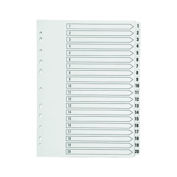 Q-Connect 1-20 Index Multi-punched Polypropylene White A4 KF01356