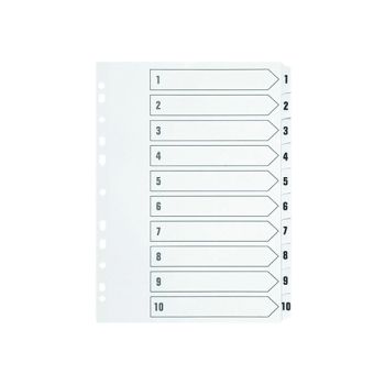 Q-Connect 1-10 Index Multi-Punched Reinforced Board Clear Tab A4 White KF01528