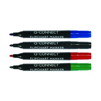 Q-Connect Flipchart Marker Pen Bullet Tip Assorted (Pack of 4) KF01551