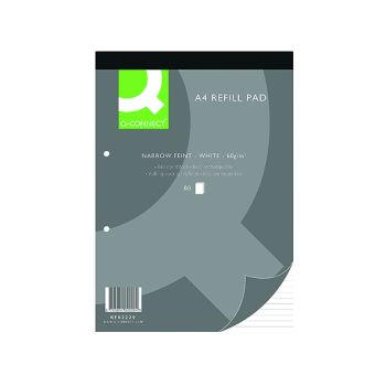 Q-Connect Narrow Feint Ruled Headbound Refill Pad 160 Pages A4 (Pack of 10) KF02229