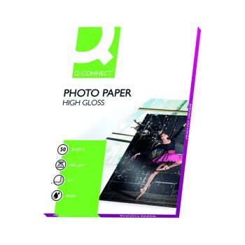 Q-Connect A4 White High Gloss Photo Paper 260gsm (Pack of 50) KF02772
