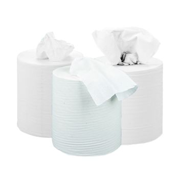 2Work 2-Ply Centrefeed Roll 150m White (Pack of 6) KF03804