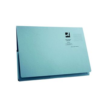 Q-Connect Long Flap Document Wallet Foolscap Blue (Pack of 50) KF03929