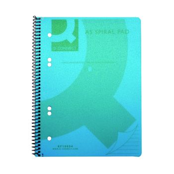 Q-Connect Spiral Bound Polypropylene Notebook 160 Pages A5 Blue (Pack of 5) KF10034