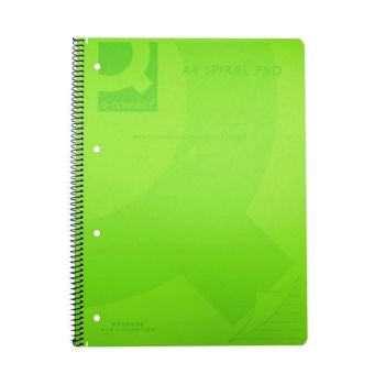 Q-Connect Spiral Bound Polypropylene Notebook 160 Pages A4 Green (Pack of 5) KF10036