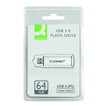 Q-Connect Silver/Black USB 3.0 Slider 64Gb Flash Drive 43202005 KF16371