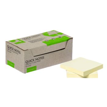Q-Connect Recycled Notes 76x76mm Yellow (Pack of 12) KF17321