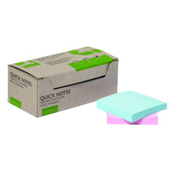 Q-Connect Recycled Notes 76x76mm Pastel Rainbow (Pack of 12) KF17324