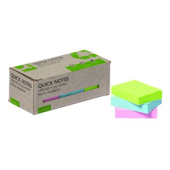 Q-Connect Recycled Notes 38x51mm Pastel Rainbow (Pack of 12) KF17326