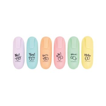 Q-Connect Fun Mini Highlighter Pens Pastel Assorted Pack of 6 KF17419