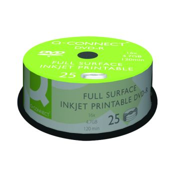 Q-Connect Inkjet Printable DVD-R Discs 16x 4.7GB (Pack of 25) KF18021