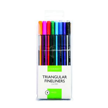 Q-Connect Triangular Fineliners Assorted Colour (Pack of 8) KF18050