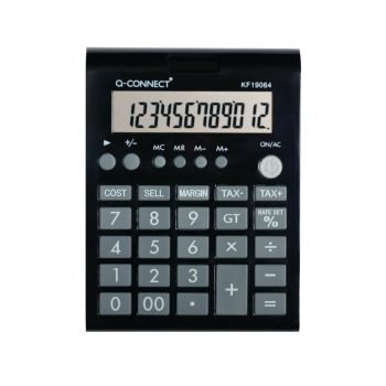 Q-Connect 12 Digit Business Table Top Calculator Medium Black KF19064