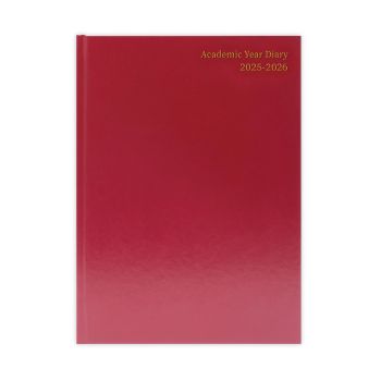 5 Star Academic Diary Day Per Page A4 Burgundy 2025-2026 KF1A4ABG25
