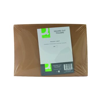 Q-Connect Kraft Square Cut Folder 170gsm Foolscap Buff (Pack of 100) KF23025