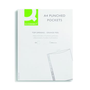 Q-Connect Punched Pockets Polypropylene 50 Micron A4 Embossed (Pack of 100) KF24001