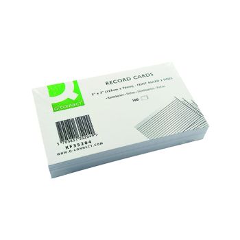 Q-Connect Record Card 127x76mm Ruled Feint White (Pack of 100) KF35204