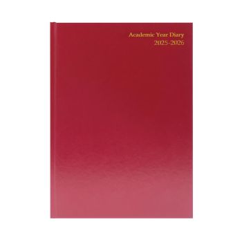 5 Star Academic Diary Week To View A4 Burgundy 2025-2026 KF3A4ABG25