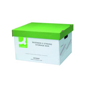 Q-Connect Extra Strong Business Storage Box W327xD387xH250mm Green and White (Pack of 10) KF75007